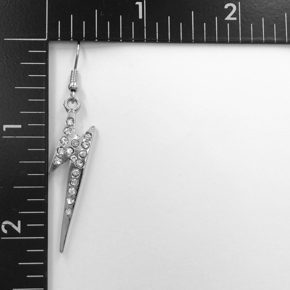 🌼Lightning Bolt Rhinestone Dangle Earrings - Picture 2 of 3